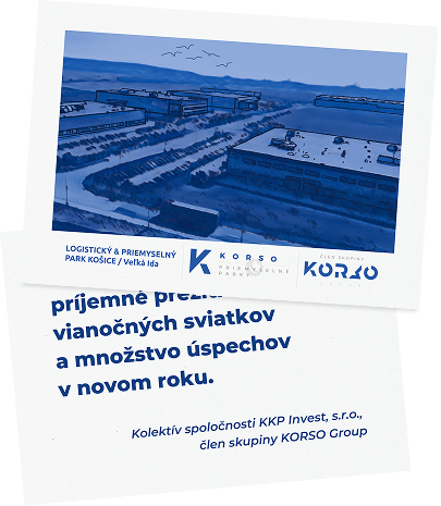 Návrh PF pozdravu pre Priemyselný a logistický park Veľká Ida s upravenou fotografiou parku