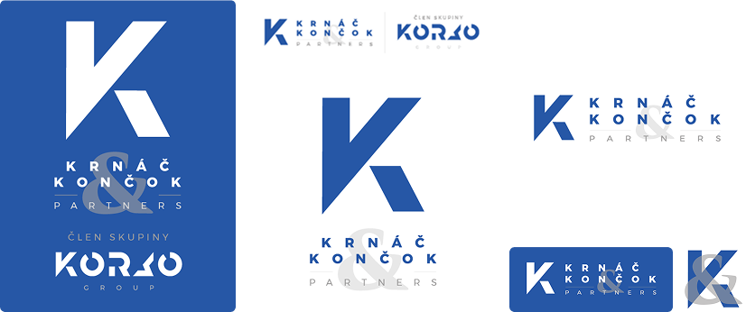 Rebrandované logo Advokátskej kancelárie Krnáč, Končok & partners zapadajúce do skupiny dcérskych firiem Korso Group