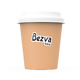 Zadná strana kelímka na kávu to go s logom kávy Bezva káva pre gelatériu a kaviareň Ledato