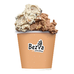 Predná strana misky na zmrzlinu s logom zmrzliny Bezva zmrzlina pre gelatériu a kaviarňu Ledato