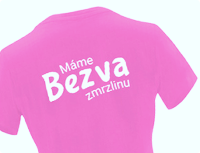 Návrh na prepojenie gelatérie a kaviarne Ledato so značkou zmrzliny Bezva zmrzlina, napríklad na potlači trička obsluhy